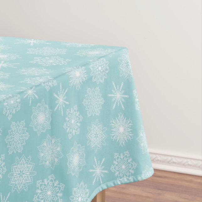 Nappe Turquoise Aqua Blue Snowflakes Vacances d'hiver (In Situ)
