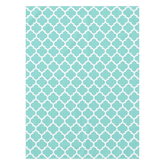 Nappe Turquoise Aqua Wht Moroccan Quatrefoil Pattern #5 (Devant)