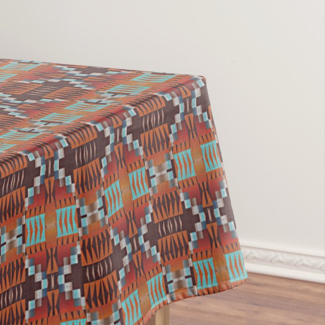 Nappe Turquoise Blue Rust Orange Rouge Brown Tribal Art (In Situ)