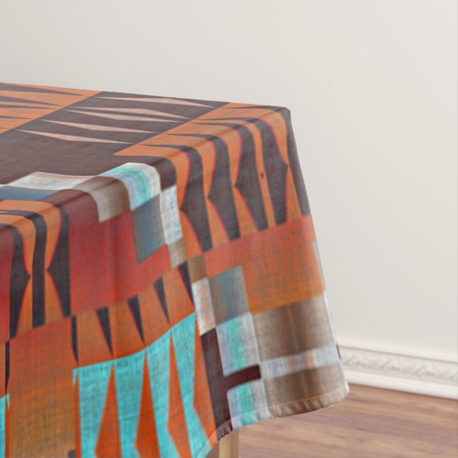 Nappe Turquoise Blue Rust Orange Rouge Brown Tribal Art (In Situ)