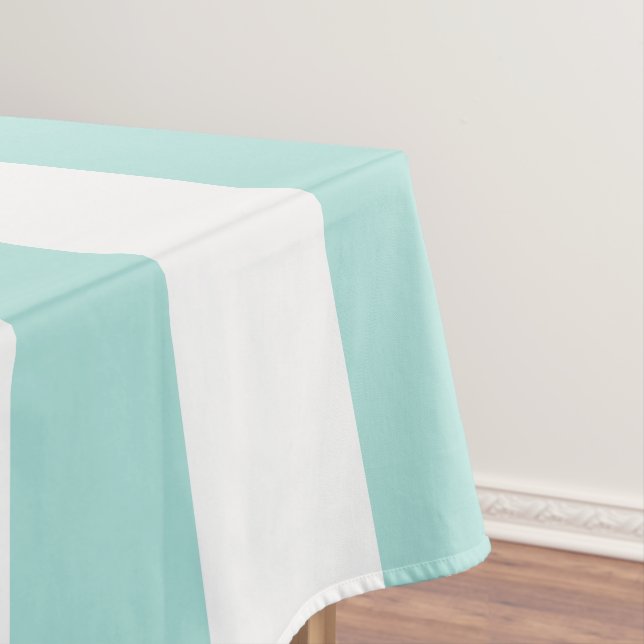 Nappe Turquoise clair et blanc Large Horizontal rayé (In Situ)