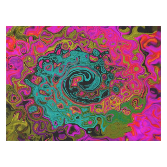 Nappe Turquoise Tripant Abstrait Rétro Tourbillon Liquid (Devant (Horizontal))
