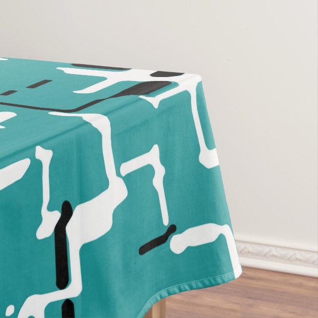 Nappe Turquoise vert noir blanc Motif moderne (In Situ)