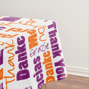 Nappe Typographie multilingue du Merci orange violet