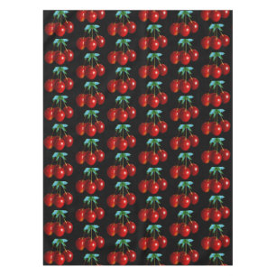 Nappe Un Motif de cerises rouges sur des tiges Feuilles