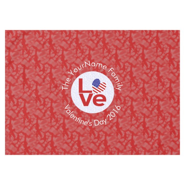 Nappe USA Flag Heart Red LOVE (Devant (Horizontal))