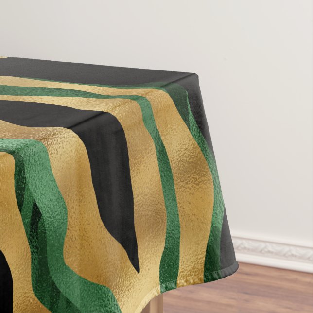 Nappe Vagues de Parties scintillant noire en or vert (In Situ)