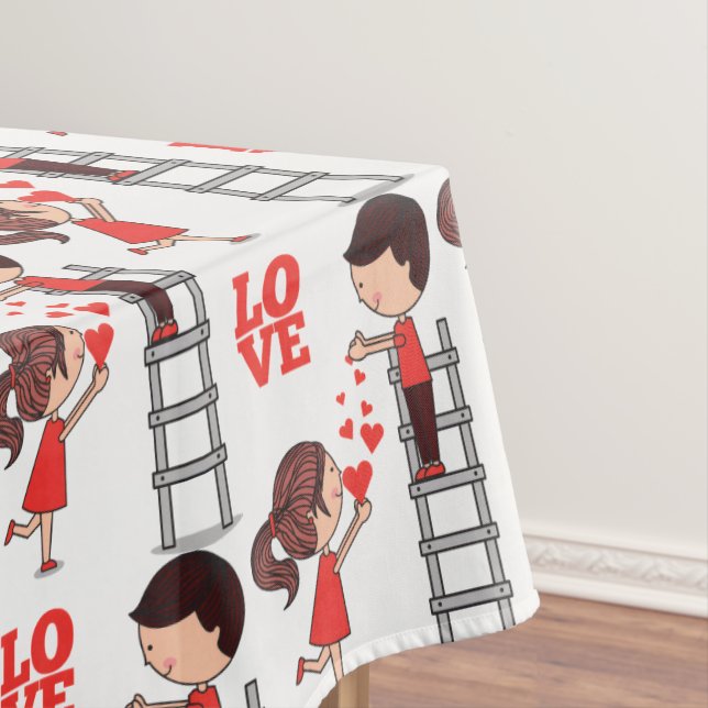 Nappe Valentine's Day Tablecloth Love Red Hearts  (In Situ)