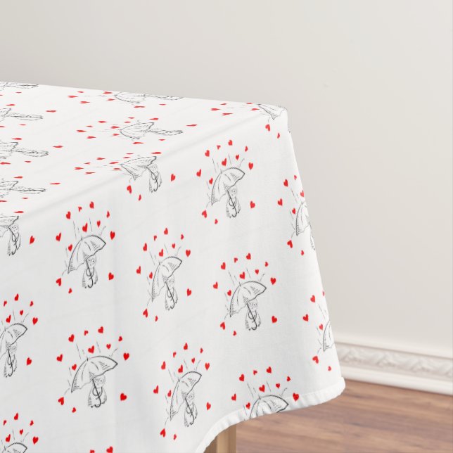 Nappe Valentine's Day Tablecloth Umbrella Red Hearts  (In Situ)
