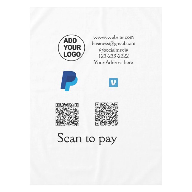 Nappe Venmo paypal scan pour payer ajouter q r code logo (Devant)