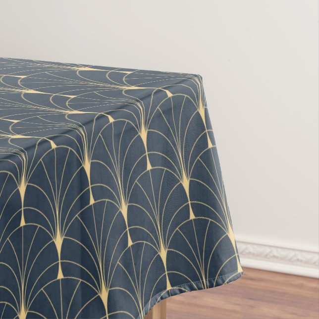 Nappe Ventilateur Gold Blue Art Deco Motif (In Situ)