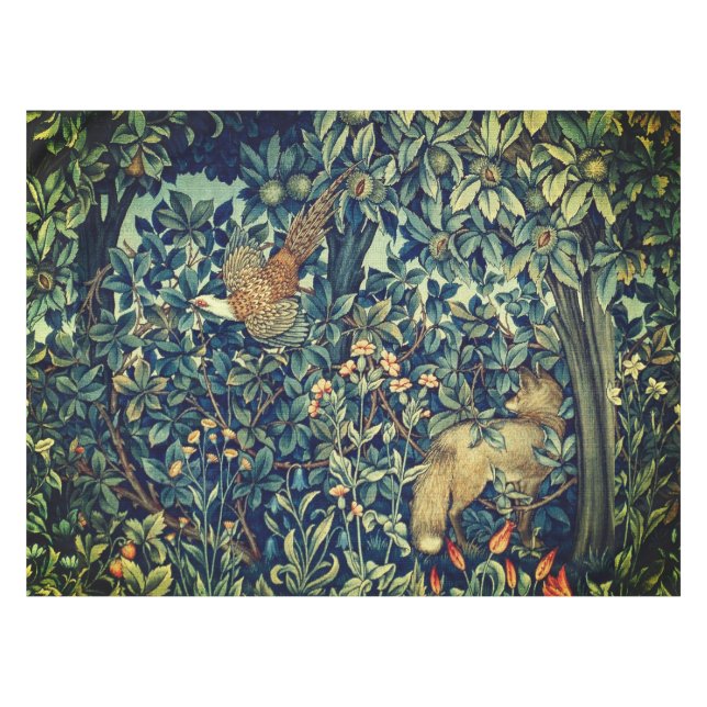 Nappe VERDURE,ANIMAUX FORESTIERS Faisant,Fox,Flore verte (Devant (Horizontal))