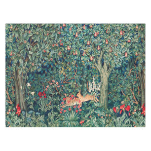 Nappe VERDURE, Hares d'ANIMAUX FORESTIERS, Tablec Floral