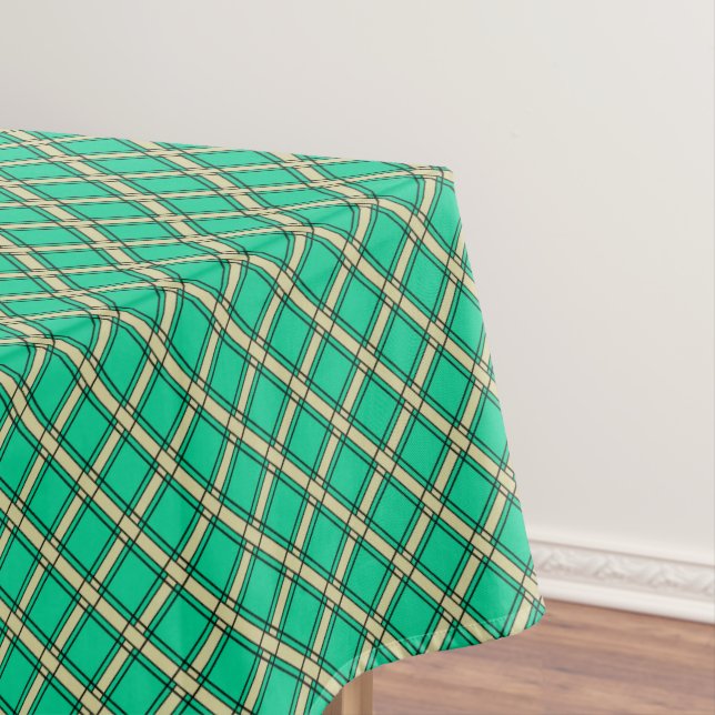 Nappe Vert beige, motif plaid (In Situ)