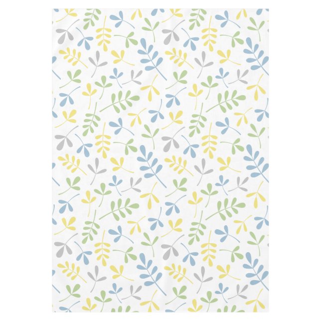 Nappe Vert bleu assorti Ptn blanc jaune gris de feuille (Devant)