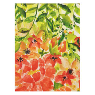 Nappe Vert Fleurs de corail en fleurs sauvages Aquarelle
