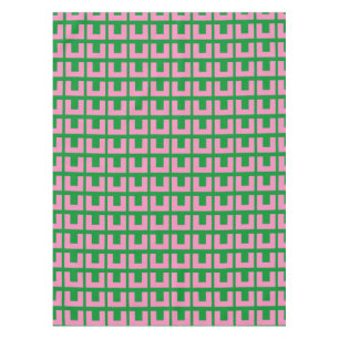 Nappe Vert rose rétro Géométrique Mi-Siècle moderne