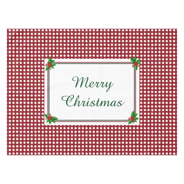 Nappe Vêtements de Noël Holly et Pois (Devant (Horizontal))