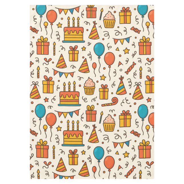 Nappe Vibrant Birthday Party Seamless Pattern (Devant)
