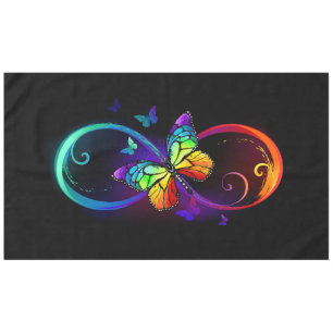 Nappe Vibrant infinity with rainbow butterfly on black