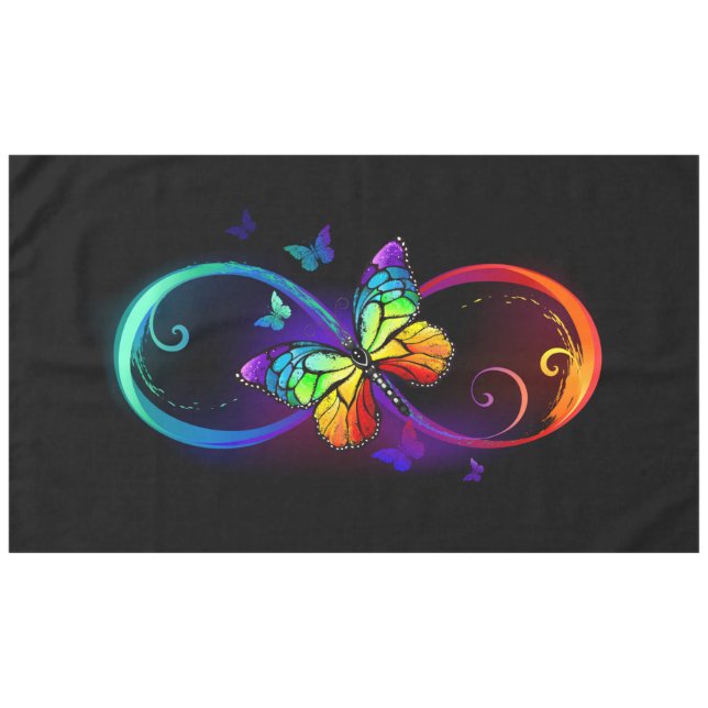Nappe Vibrant infinity with rainbow butterfly on black (Devant (Horizontal))