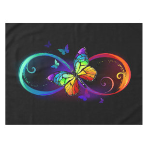 Nappe Vibrant infinity with rainbow butterfly on black