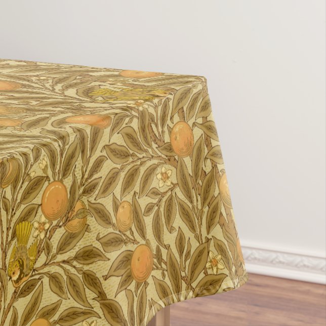 Nappe Victorian Era Orange Fruit Blossoms Oiseaux Motif (In Situ)