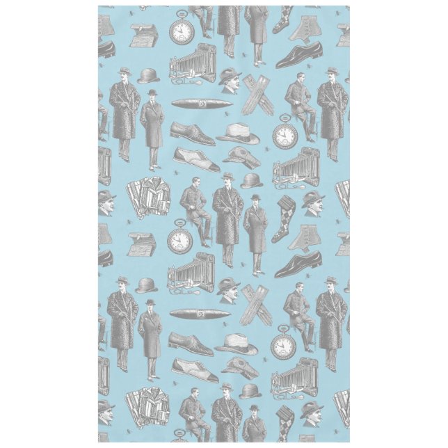 Nappe victorian men's style antique menswear toile blue (Devant)