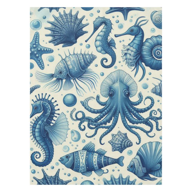 Nappe Vie marine vintage Animaux Motif (Devant)