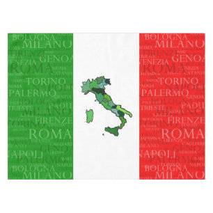 Nappe Villes, carte, et drapeau de l'Italie