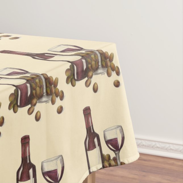 Nappe Vin Rouge Verre Vignoble Vignoble Vignoble Imprime (In Situ)