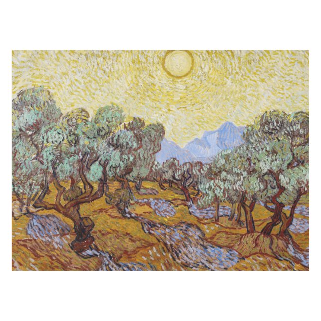 Nappe Vincent van Gogh - Oliviers, Ciel Jaune et Soleil (Devant (Horizontal))