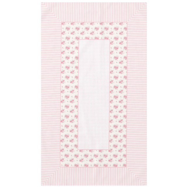 Nappe vintage à fleurs, lignes & points 60"x104" (Devant)