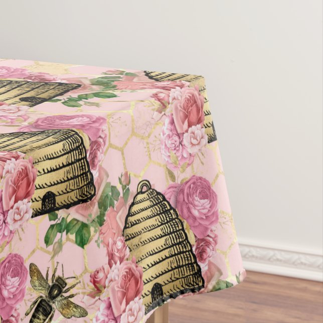 Nappe Vintage Beehik rose Floral Honeycomb Motif (In Situ)
