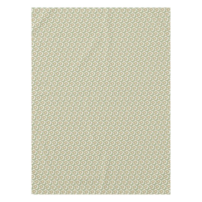 Nappe Vintage beige et vert fleuri Dianthus Barbatus (Devant)