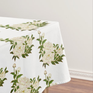 Nappe Vintage Blanc Peony Flower Floral Cuisine / Repas