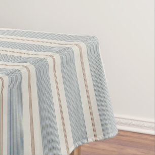 Nappe Vintage bleu français et marron - Fermette neutre