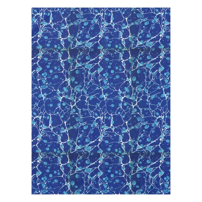 Nappe vintage bleu marbré blanc de rivière (Devant)