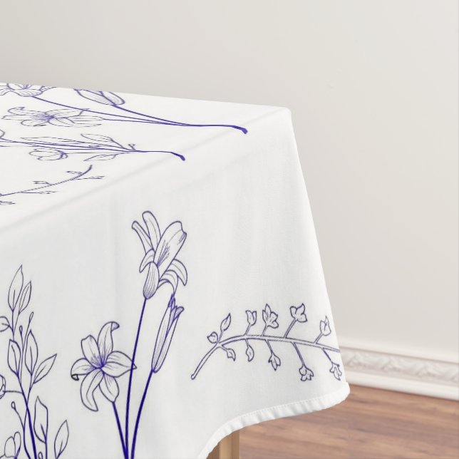 Nappe Vintage Elegant Blue Floral Pattern Spring (In Situ)