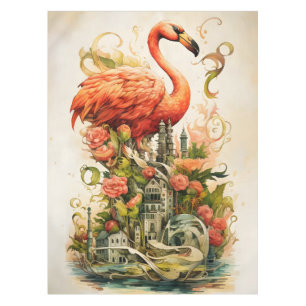 Nappe Vintage Flamants roses Fleurs naturelles Paradis