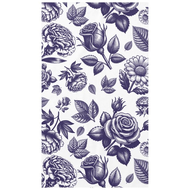 Nappe Vintage floral bleu marine (Devant)