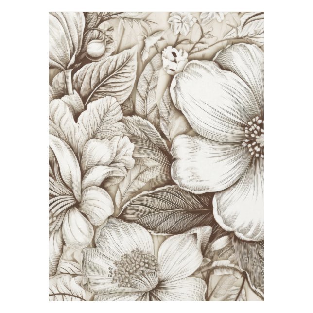 Nappe Vintage Floral Sepia Motif (15) (Devant)