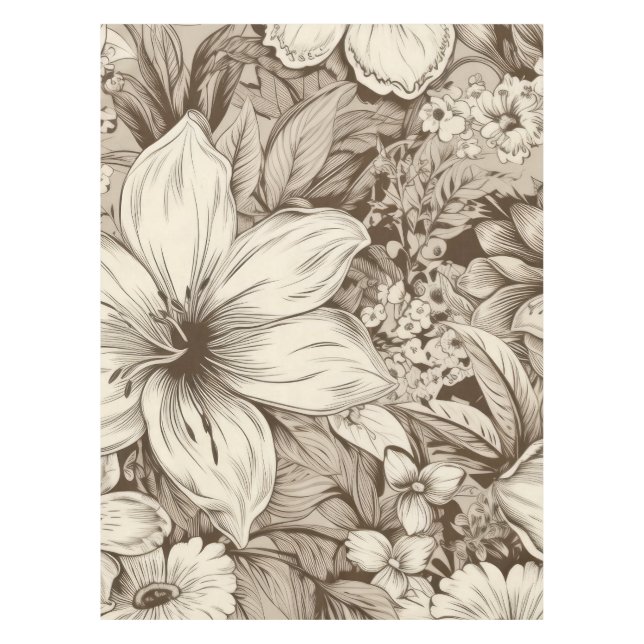Nappe Vintage Floral Sepia Motif (3) (Devant)