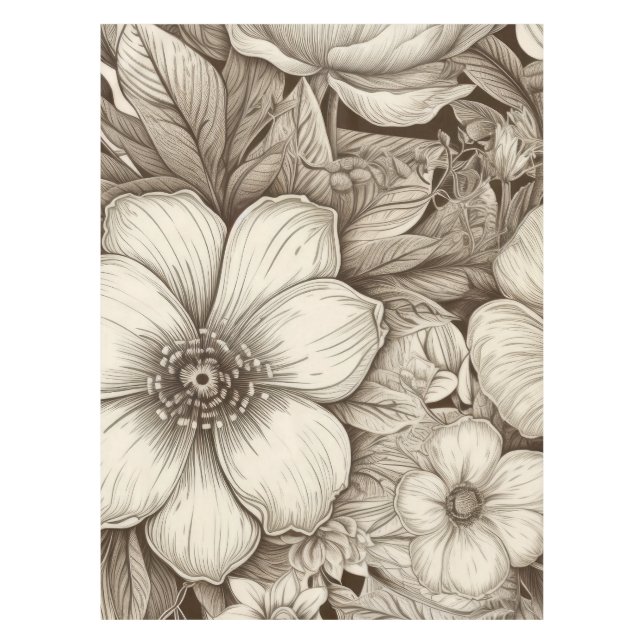 Nappe Vintage Floral Sepia Motif (4) (Devant)