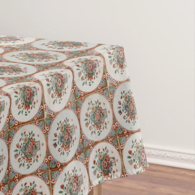 Nappe Vintage Floral Terracotta Carreaux Motif (In Situ)