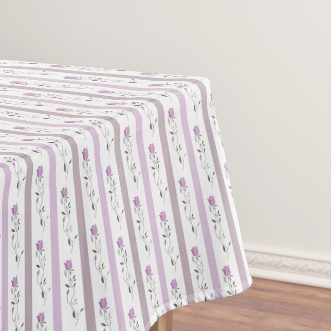 Nappe Vintage Flowers Striped pattern white beige pink  (In Situ)