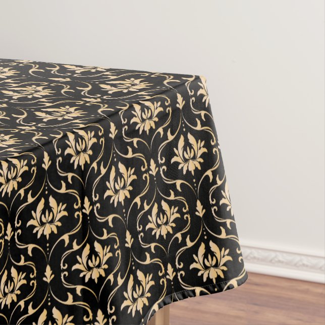 Nappe Vintage Gold Damask sur Black (In Situ)
