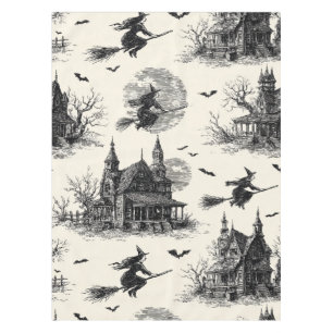 Nappe Vintage Haunted House and Witch Toile Motif (2)