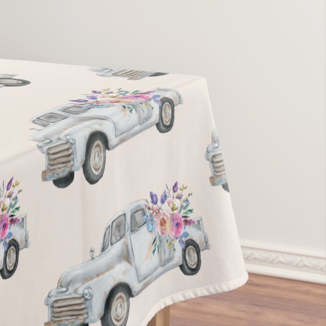 Nappe Vintage Pickup Truck Russe Motif aquarelle (In Situ)