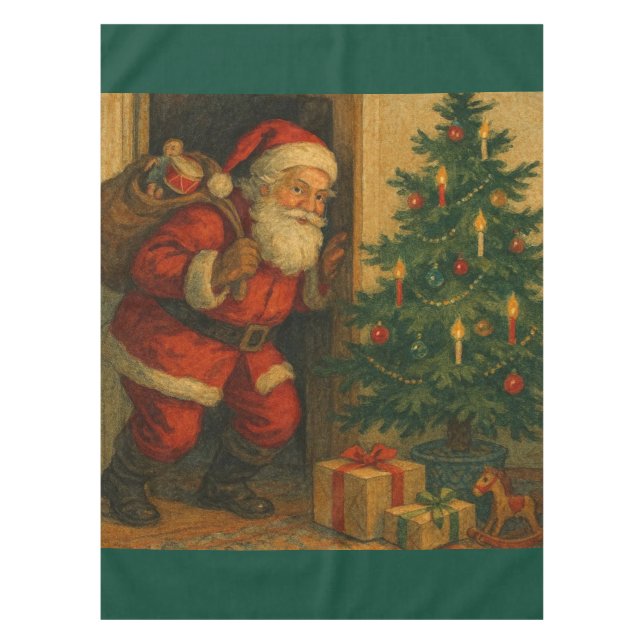 Nappe Vintage/retro Santa visiting at Christmas  (Devant)